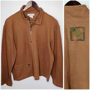 Vintage Onque Casuals Pullover Sweater Womens Large Brown Goblincore‎ 1/4 Zip